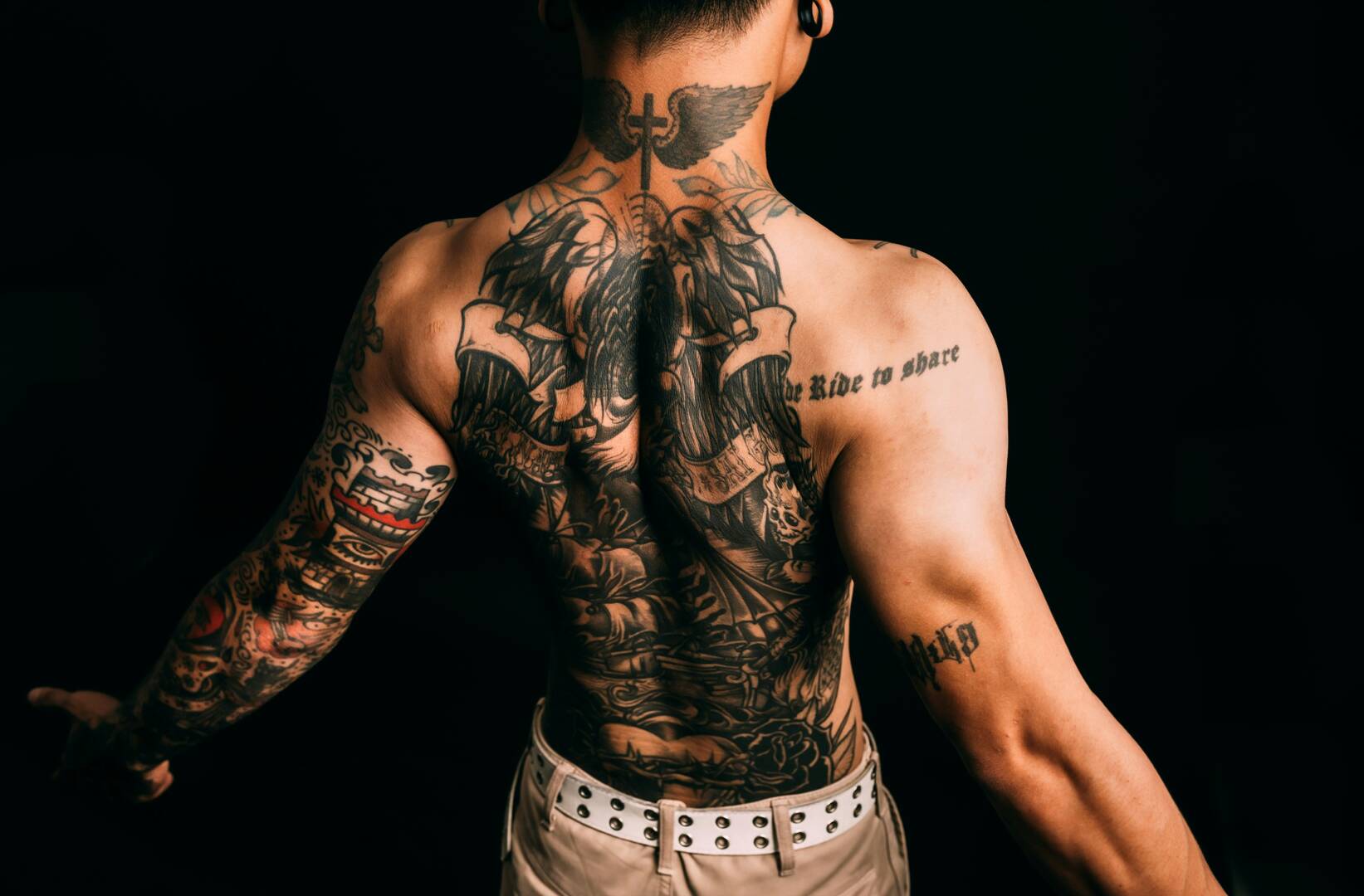Back tattoos.