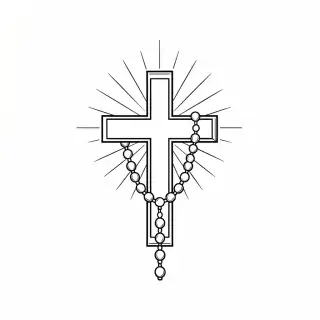 Religious cross and rosary tattoo design