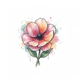 Watercolor floral tattoo design